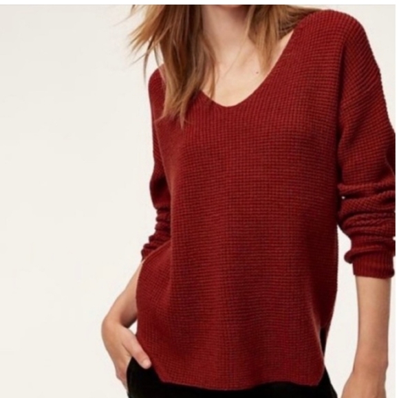 Aritzia Wilfred Free Wolter Sweater Red Wool - Picture 1 of 12